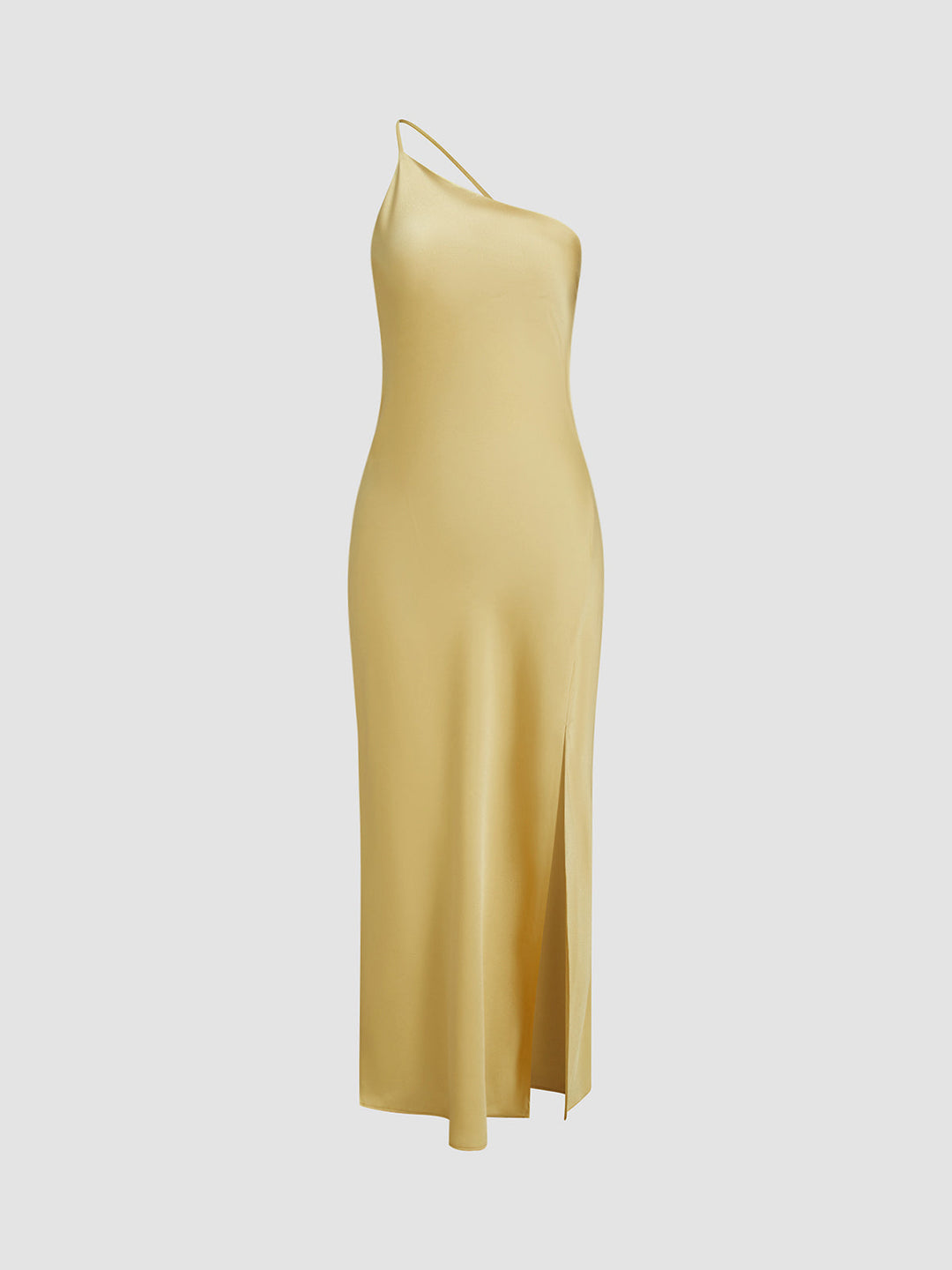 Satin Maxi Dress with Open Slit and Back